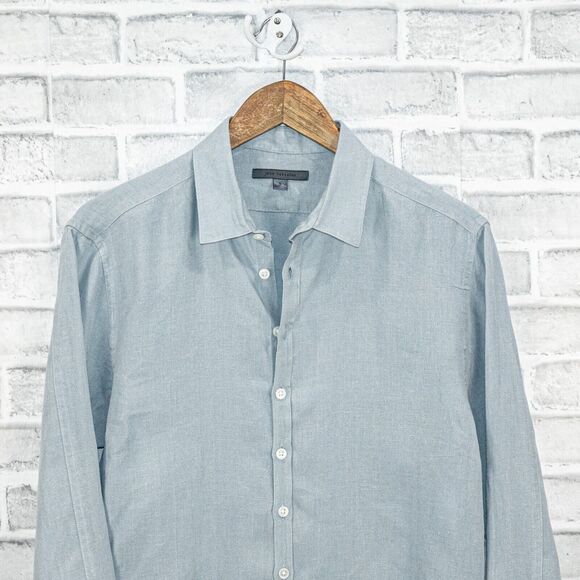 John Varvatos Collection Men's 100% Linen Button up Shirt in blue size Small - Picture 5 of 6